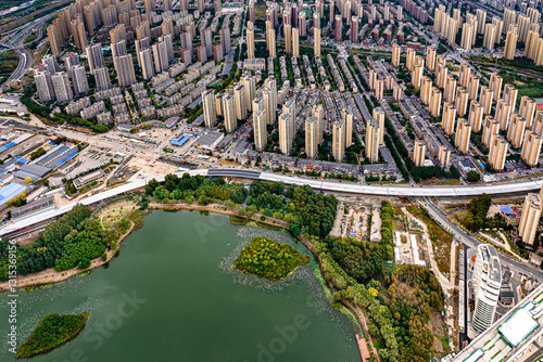 The scenery of Dingxiang Lake Park in Shenyang, China in autumn
