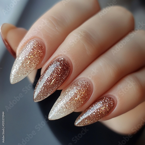 Delicate designer nails manicure