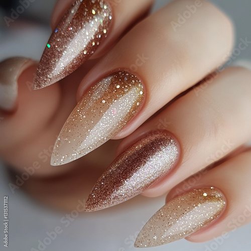 Delicate designer nails manicure 