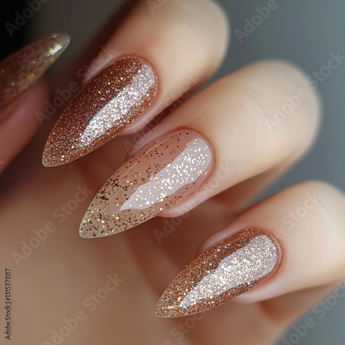 Delicate designer nails manicure 