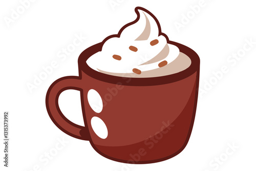 Hot Cocoa Mug Topped with Marshmallows and Whipped Cream