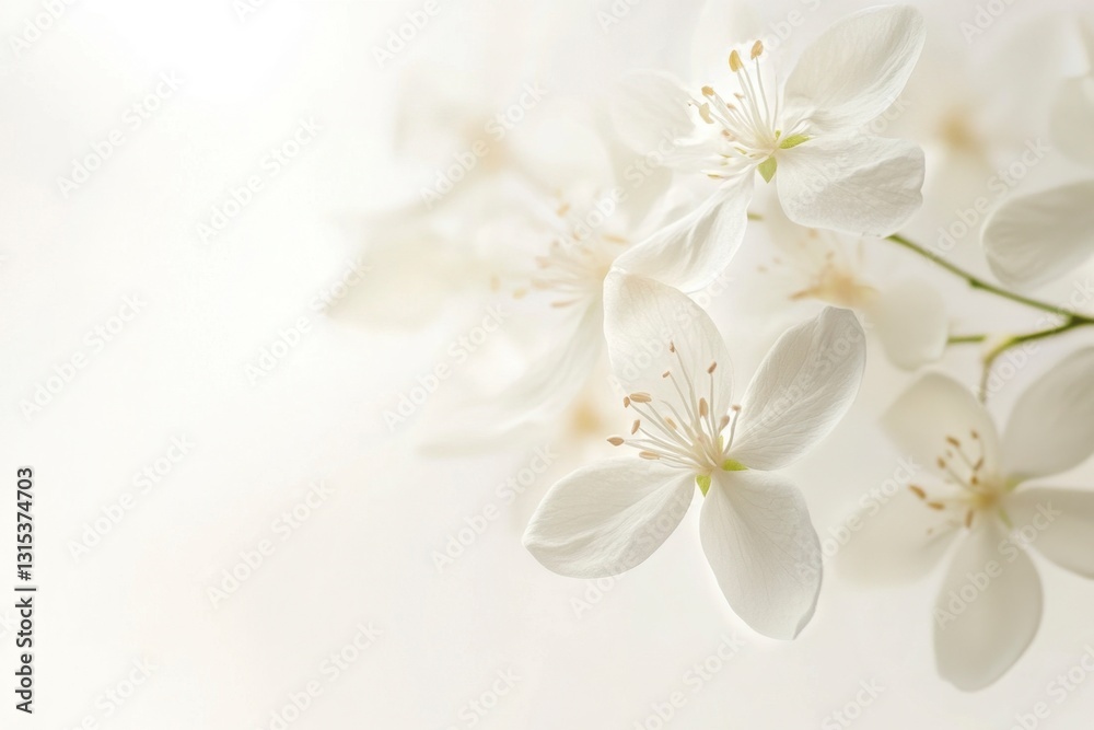 White Blossom Cluster on Light Background - Springtime Floral Elegance, Delicate Petals, Fine Art Macro White Blossom Cluster on Light Background - Springtime Floral Elegance, Delicate Petals, Fine Art Macro