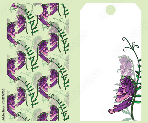 Floral gift tags with purple flower illustration