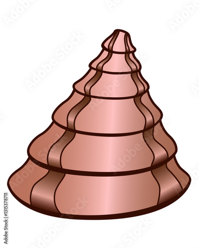 Shell. Cone-shaped beige shell with brown stripes - vector full color picture. Sea life is a clam in a shell. Ocean and river inhabitants.	