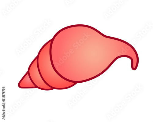 Pink cone-shaped seashell - vector full color picture. Ocean clam in a shell - a resident of the underwater world.	