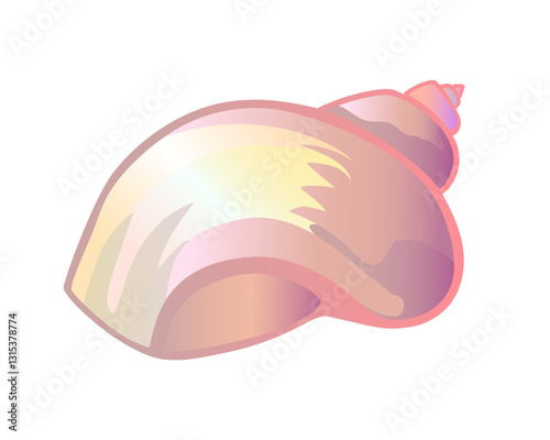 Shell pink-beige spiral sea shell. Ocean clam in a shining pink shell - vector full color picture.	
