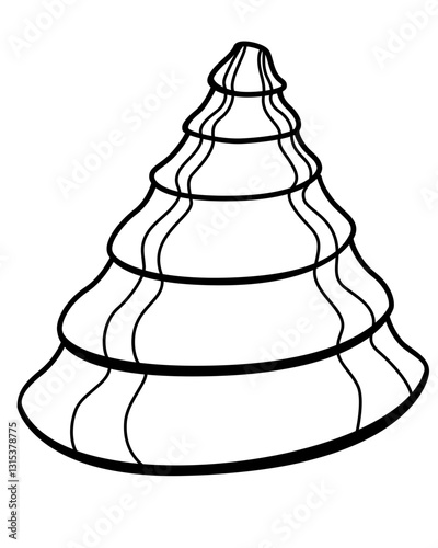 Shell snail or mollusk. Sea clam. Sea clam animal - vector image for coloring book. Shell in the shape of a cone.	