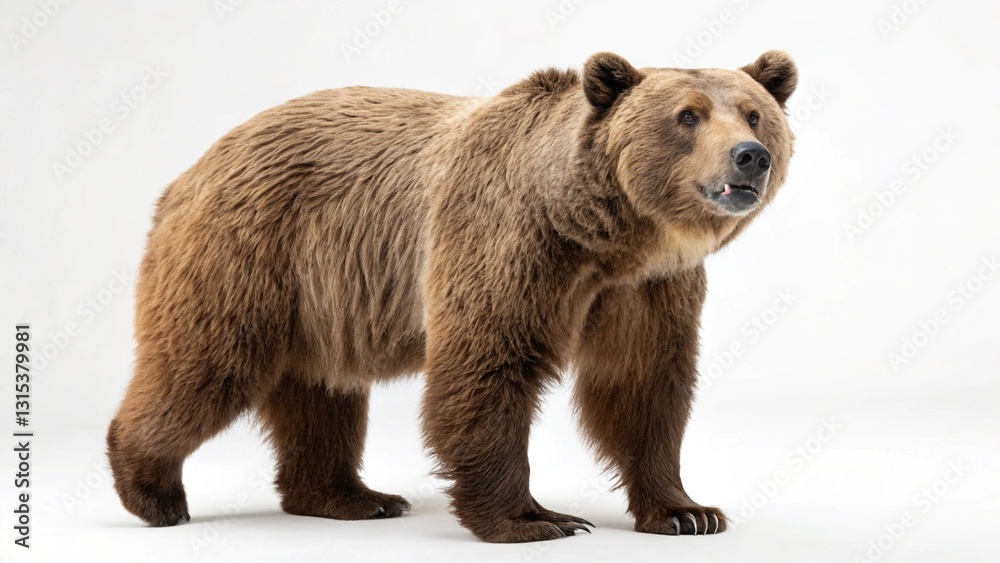 Obraz premium Bear in full view on white studio background