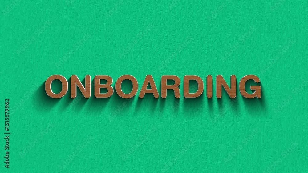onboarding symbol. Concept words onboarding stop motion and wooden text reveal animation