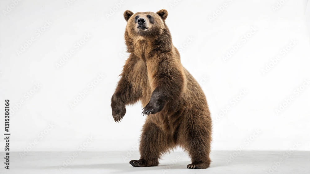 Obraz premium Bear in full view on white studio background