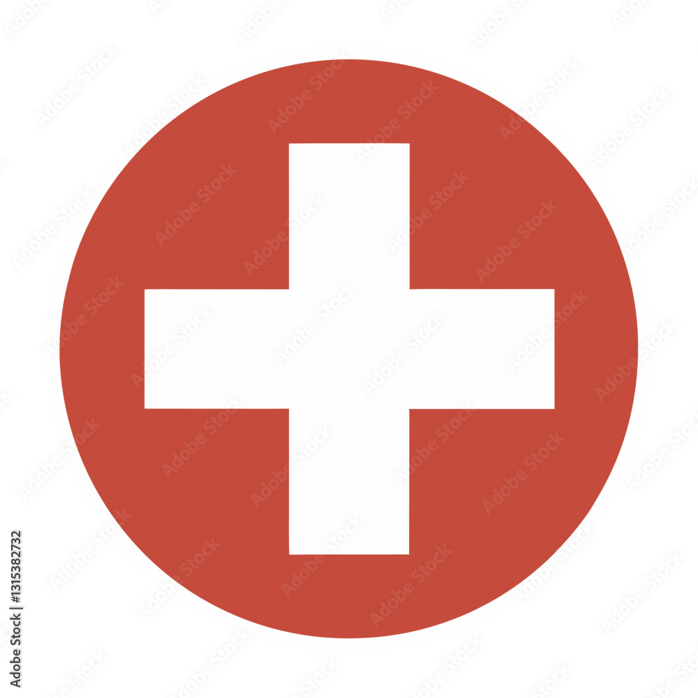 flat red and white medical cross icon with circular background for healthcare services flat red and white medical cross icon with circular background for healthcare services