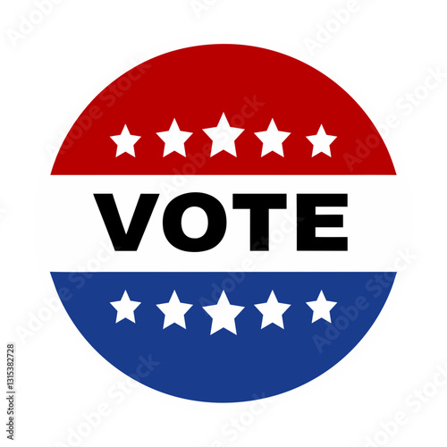 political voting button design with bold 'VOTE' text and star symbols for elections
