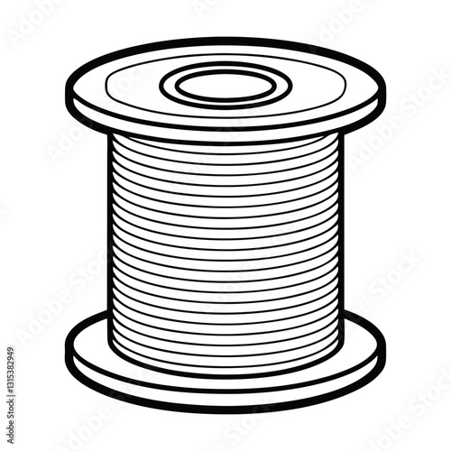 minimalistic black and white thread spool icon with parallel thread lines flat vector icon for apps and websites
