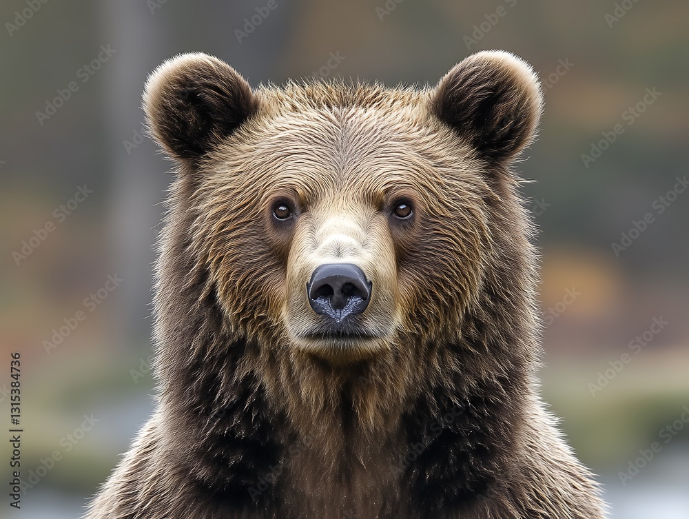 Obraz premium A close up frontal portrait of a large brown bear