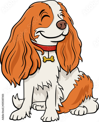 happy cartoon Cavalier King Charles Spaniel purebred dog
