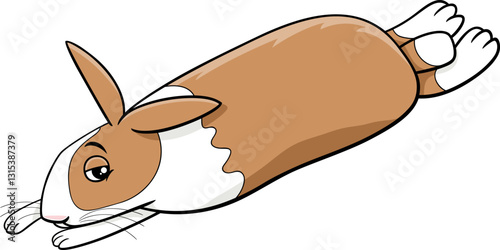 cartoon sleepy lying miniature rabbit animal character