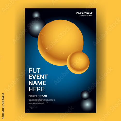 Abstract gold spheres event poster template