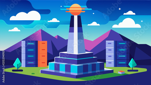 The Petabyte Data Center was a monument to the endless possibilities of data storage showcasing the remarkable feats of technology.. Vector illustration