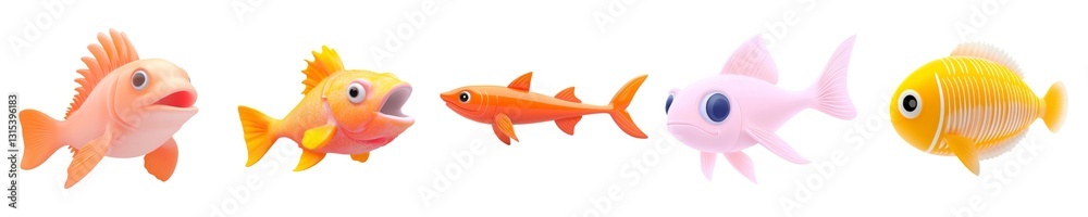 Fototapeta premium Colorful Plastic Fish Toys for Children Play