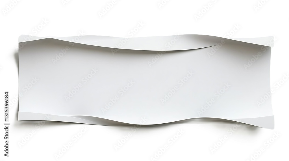 Blank white background with a three dimensional banner showcasing empty space for content or business messages Blank white background with a three dimensional banner showcasing empty space for content or business messages