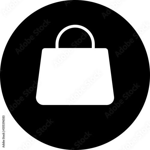 A Crisp White Shopping Bag, Symbolising A Successful Shopping Spree Or A Delightful Gift, Stands Out Against A Bold Black Circle Background