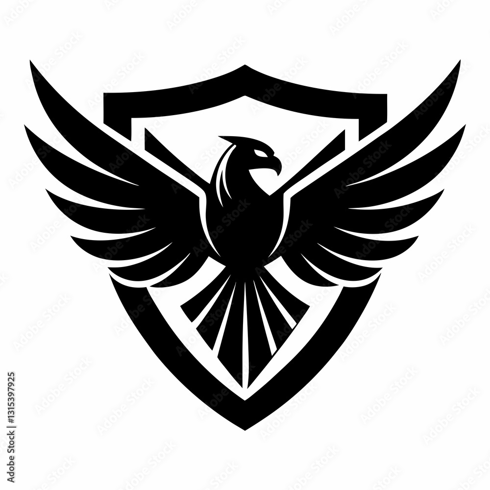 Obraz premium Majestic Eagle with Shield Logo Vector Illustration