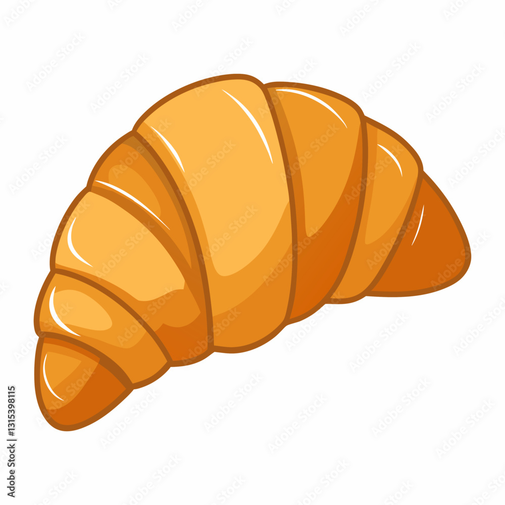 a freshly baked croissant, golden brown, isolated backdrop, vector cartoon illustration a freshly baked croissant, golden brown, isolated backdrop, vector cartoon illustration