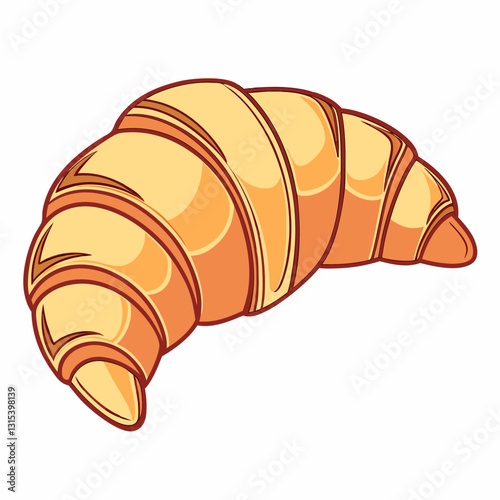 a delicious, golden croissant, a perfect treat for breakfast or a snack, vector cartoon illustration