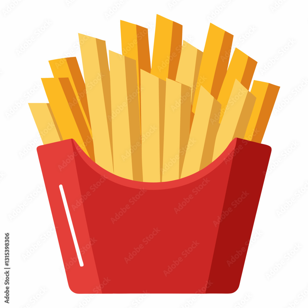 a box of crispy, golden french fries. vector cartoon illustration a box of crispy, golden french fries. vector cartoon illustration