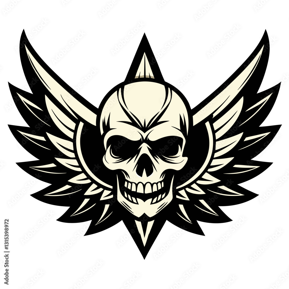 a skull with wings, a classic symbol of danger, rebellion, and freedom, vector illustration