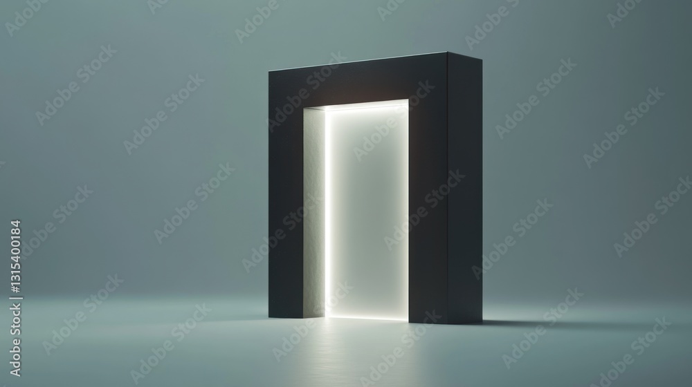 Illuminated Portal in Minimalist Setting: A Doorway to Light and Possibility Illuminated Portal in Minimalist Setting: A Doorway to Light and Possibility