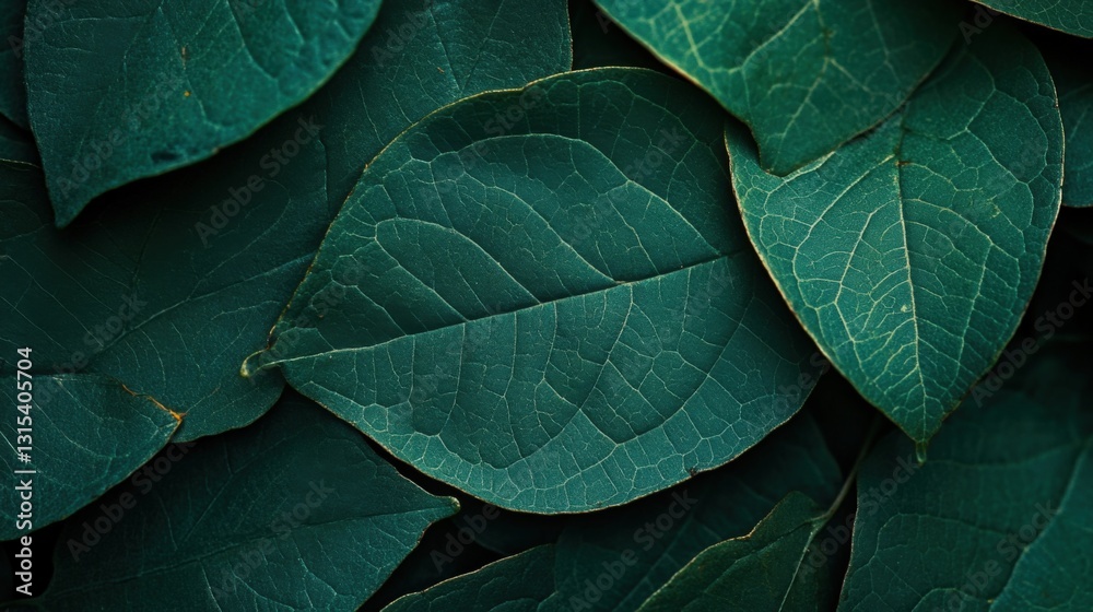 Obraz premium Lush dark green leaves, close-up texture.