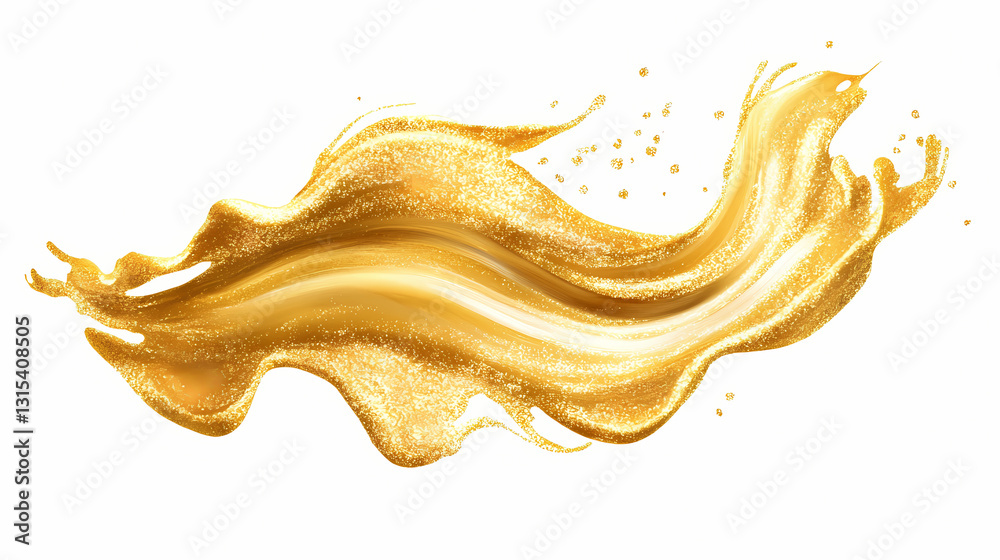 Fototapeta premium Gold glitter swash shiny stroke shape, luxury party element. Glistening - Waterfall. Illustration