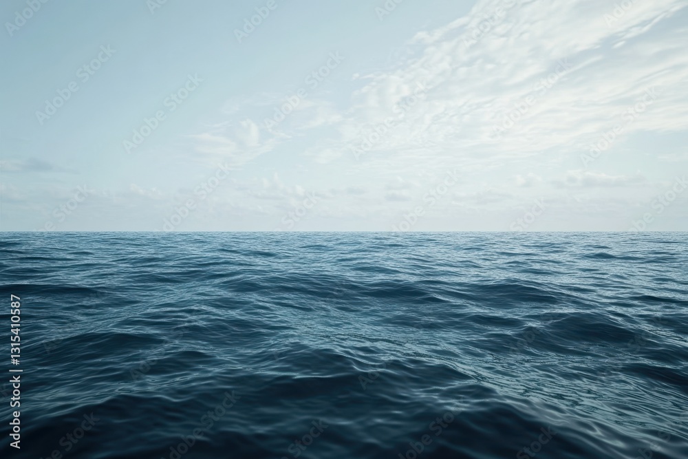 Fototapeta premium Wide view of a calm ocean under a clear sky with gentle waves