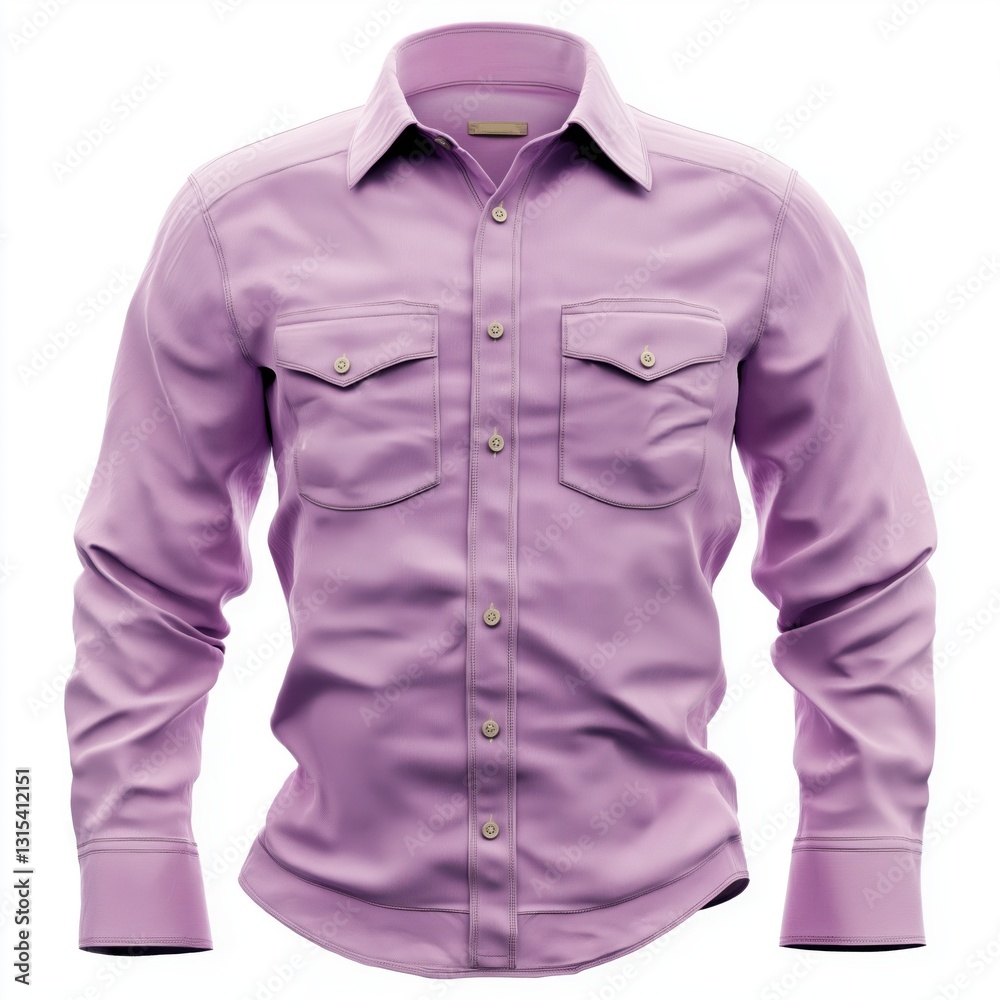 Lilac , long-sleeved, button-down shirt, with visible texture and detail, and simple, classic button-down collar and chest pockets Lilac , long-sleeved, button-down shirt, with visible texture and detail, and simple, classic button-down collar and chest pockets