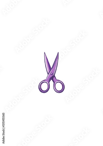 Purple Scissors Icon Isolated on White Background – Stylish Vector Illustration of Open Scissors for Cutting and Crafting