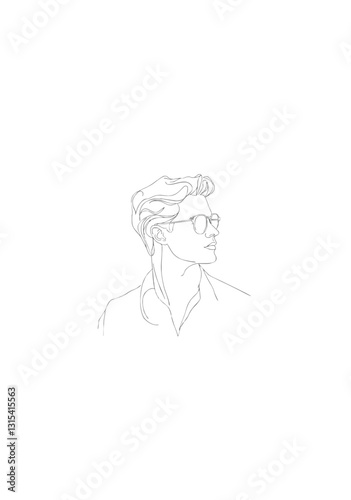 Minimalist One-Line Drawing of a Stylish Man Wearing Sunglasses in a Modern Vector Art Style
