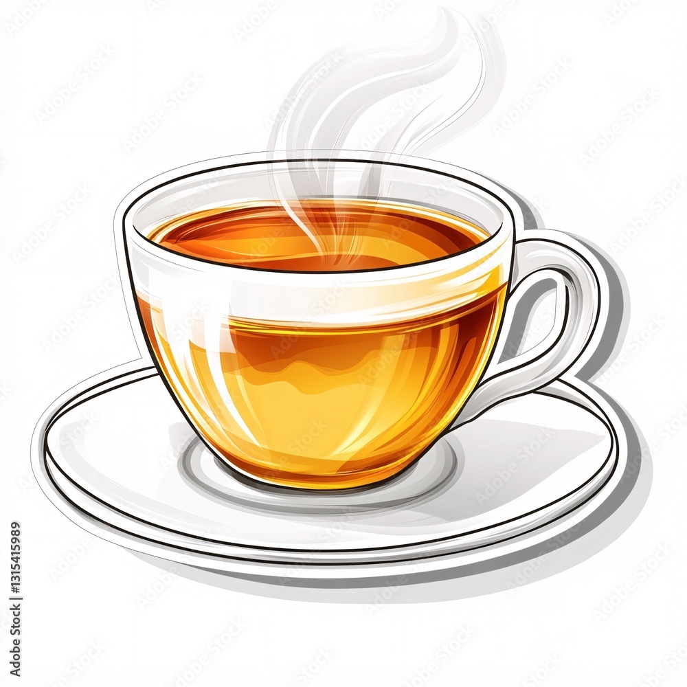 Artistic Vector Illustration of a Steaming Teacup Artistic Vector Illustration of a Steaming Teacup
