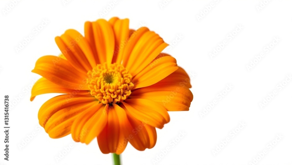 Against a clean white background, a close-up of a vibrant orange flower highlights its warm tones and simple, natural beauty Against a clean white background, a close-up of a vibrant orange flower highlights its warm tones and simple, natural beauty