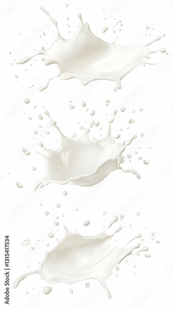 Milk Splash, Creamy Liquid, White Background Milk Splash, Creamy Liquid, White Background