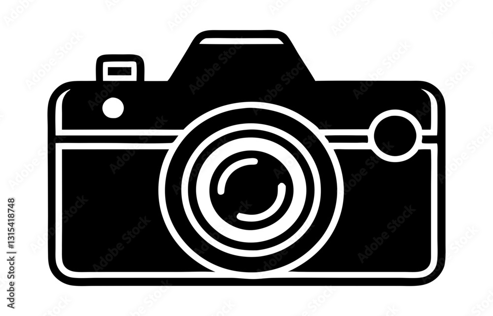 camera black silhouette vector, Simple silhouette Design vector icon with white background. DSLR/SLR vector, Icon vector camera black silhouette vector, Simple silhouette Design vector icon with white background. DSLR/SLR vector, Icon vector