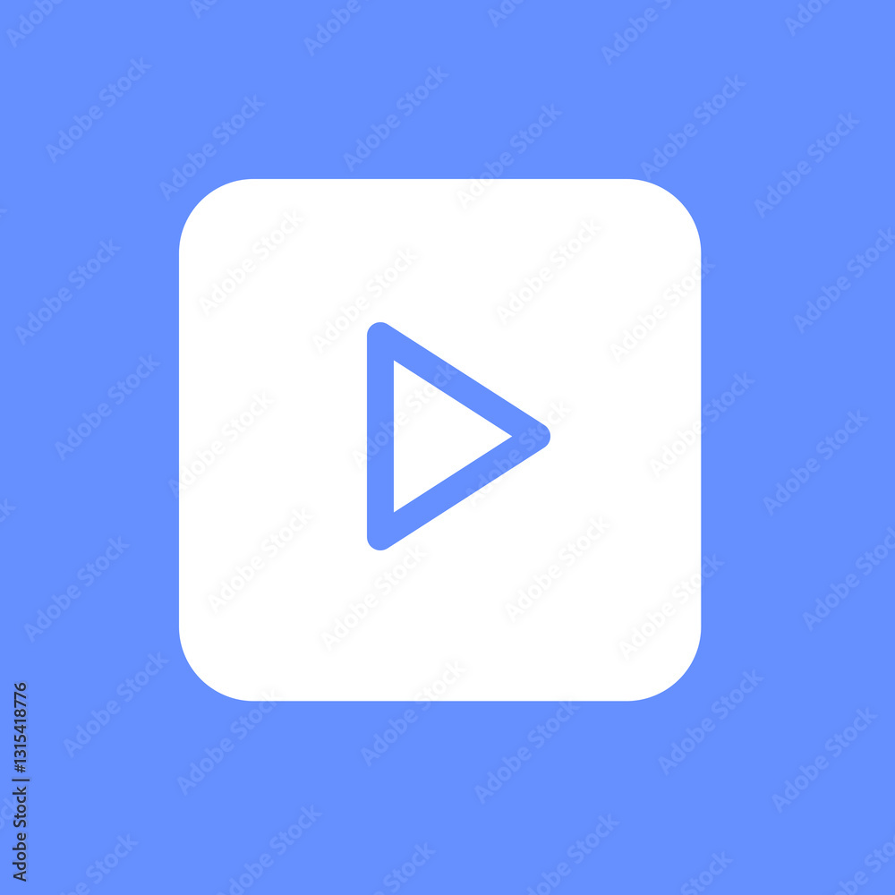 Play Button Icon Design, A Simple Yet Elegant White Square On A Bright Blue Background, Conveying A Sense Of Ease And Accessibility For Digital Content Play Button Icon Design, A Simple Yet Elegant White Square On A Bright Blue Background, Conveying A Sense Of Ease And Accessibility For Digital Content