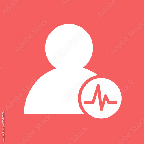 A Patients Vital Signs Monitored, Ensuring Health And Peace Of Mind With A Simple, Clean Icon Design On A Vibrant Red Background