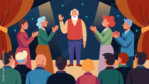 As the curtain closes on their final performance of the season the senior actors of the theater troupe leave the audience with a sense of awe and admiration for their talent and. Vector illustration