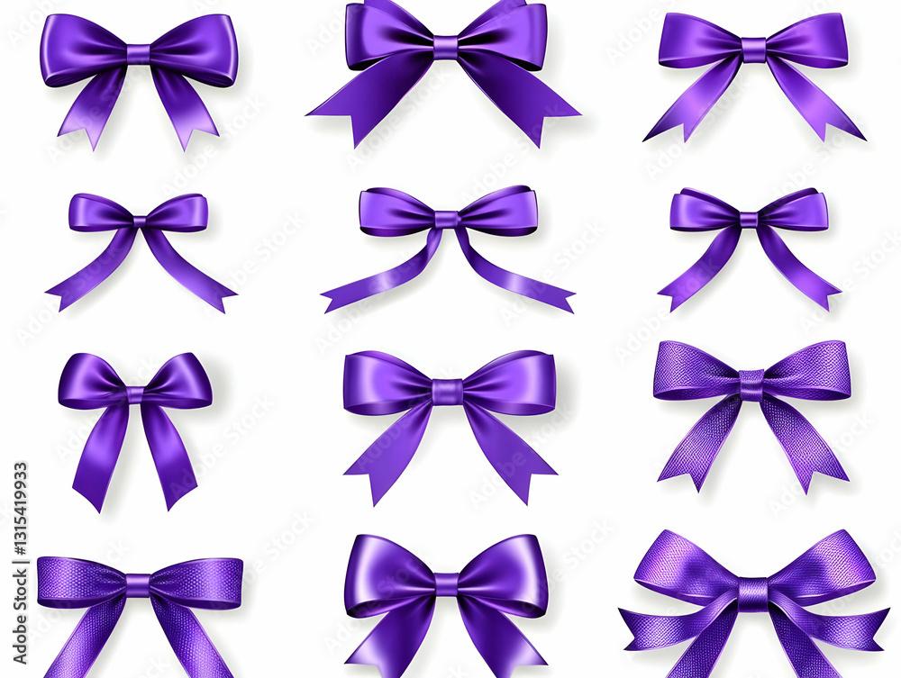 Purple Ribbon Bows: Collection