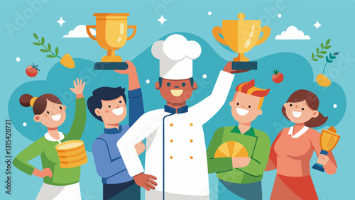 The cooking competition brought out the competitive spirit in everyone with each participant determined to win the coveted title of Community Chef.. Vector illustration