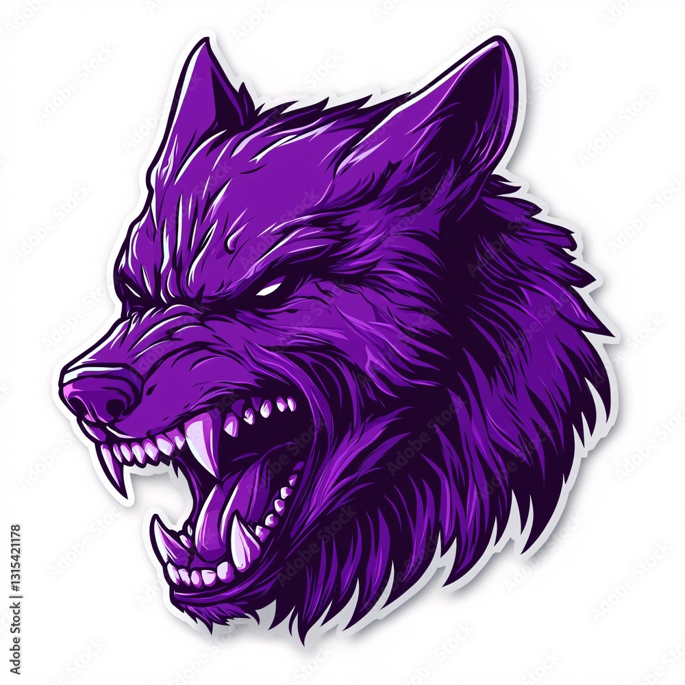 Obraz premium Detailed Vector Art of a Purple Werewolf Sticker with White Background