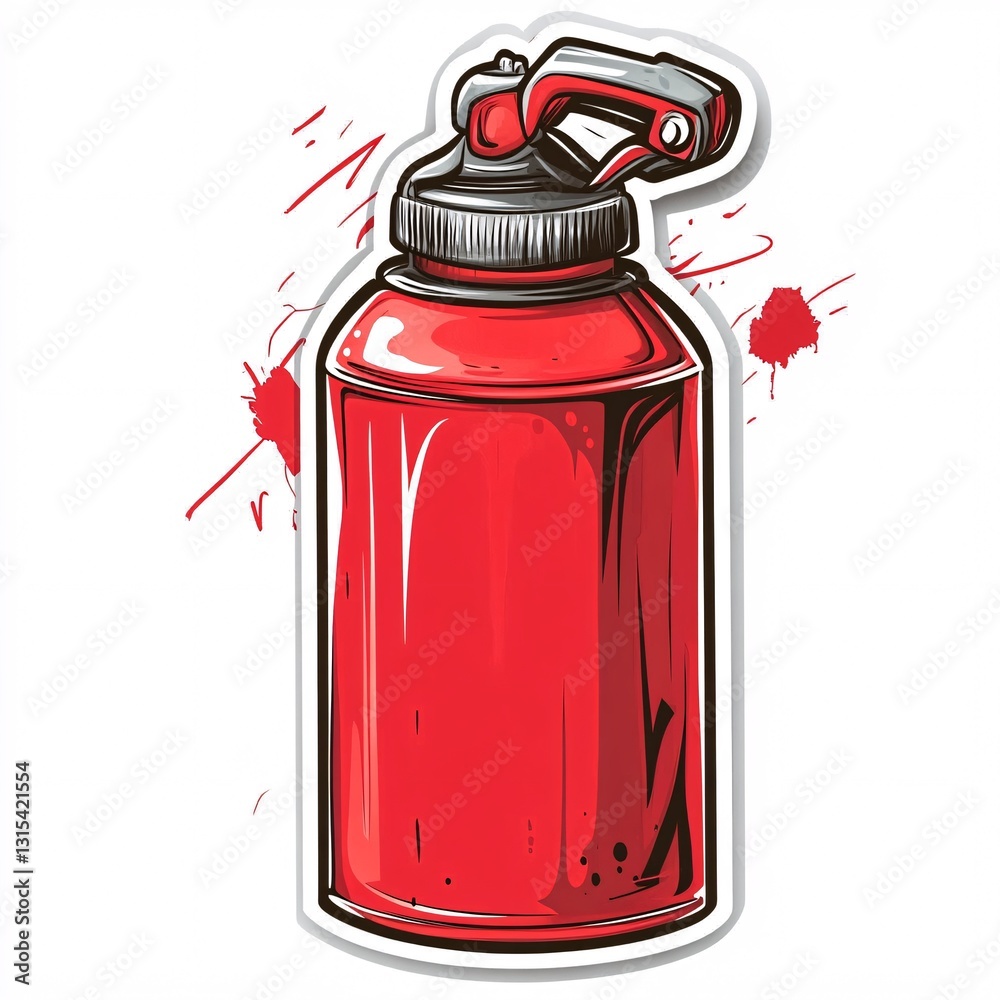 Vivid Red Graffiti Spray Can Sticker on White Vivid Red Graffiti Spray Can Sticker on White