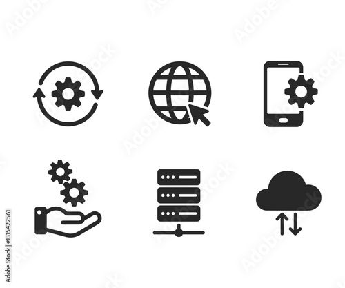 Technology Icons Collection Simple flat vector icons stock illustration