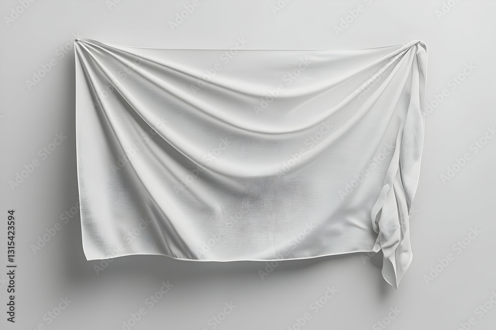 A simple white fabric banner mockup, ideal for showcasing creative and impactful designs. A simple white fabric banner mockup, ideal for showcasing creative and impactful designs.